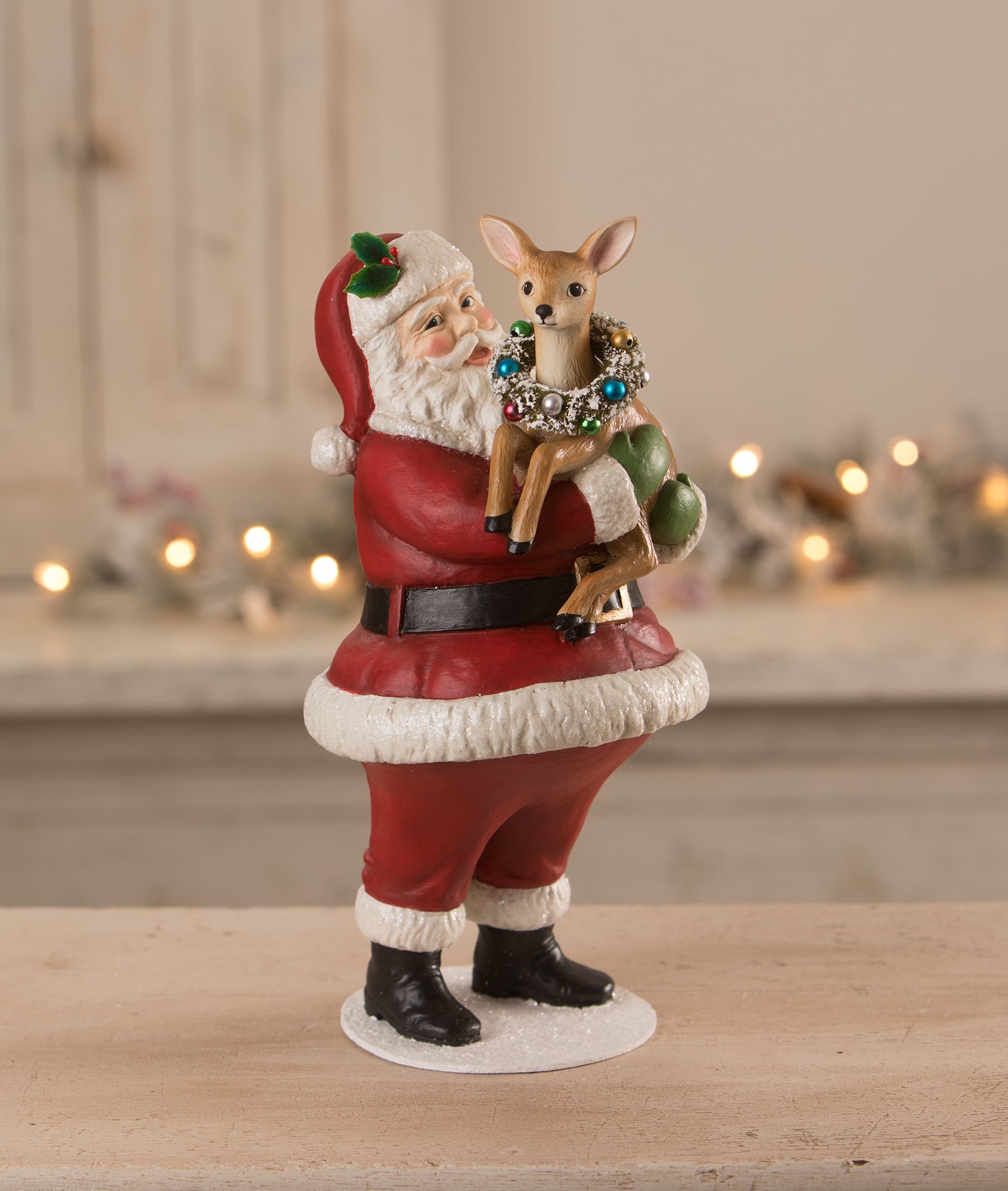 Bethany Lowe Santa's Best Friend, Santa Holding Deer