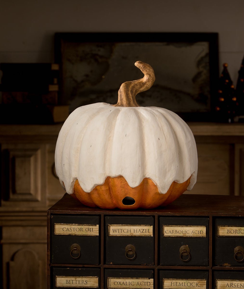 Bethany Lowe Ghost Jack Paper Mache Pumpkin Backside