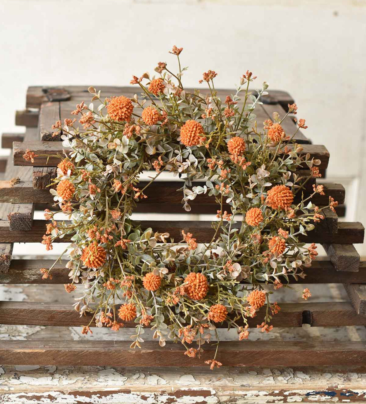 Fall Flower Candle Ring with Orange Flowers