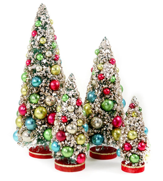 Festive Bottle Brush Trees with MultiColor Balls