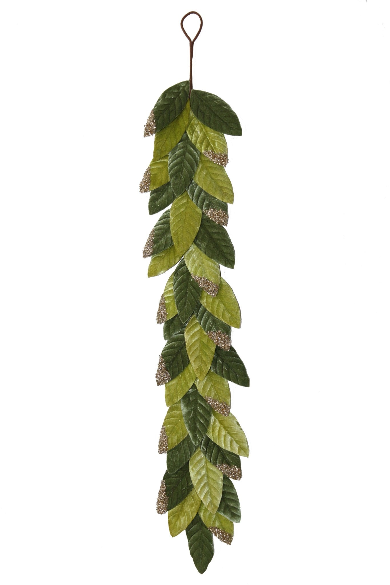 Flocked Leaf Garland, Variegated Green