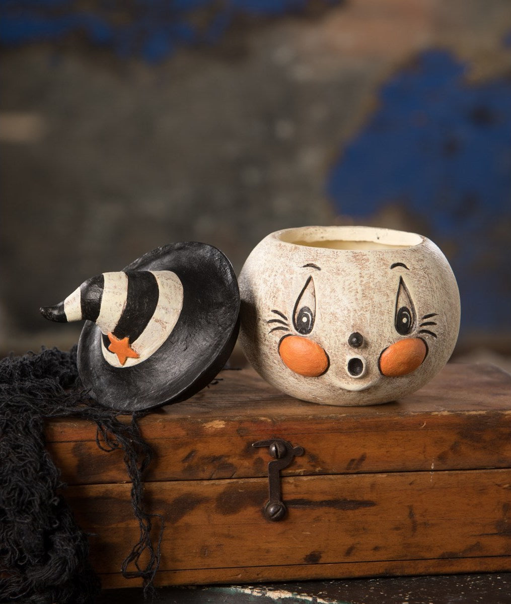 Ghostie Stew Ghost Container with Hat by Johanna Parker