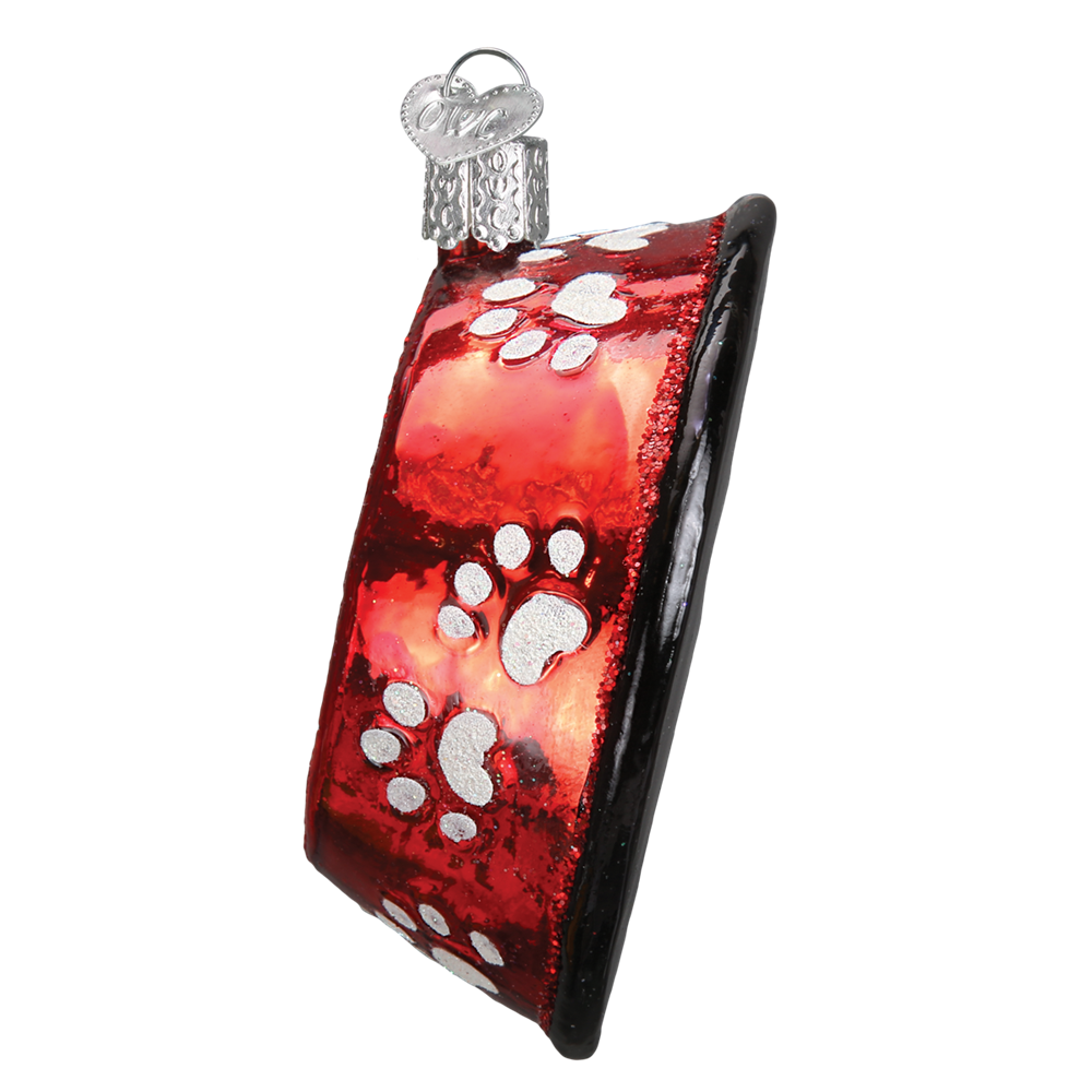 Old World Christmas Dog Bowl Ornament with Paw Prints