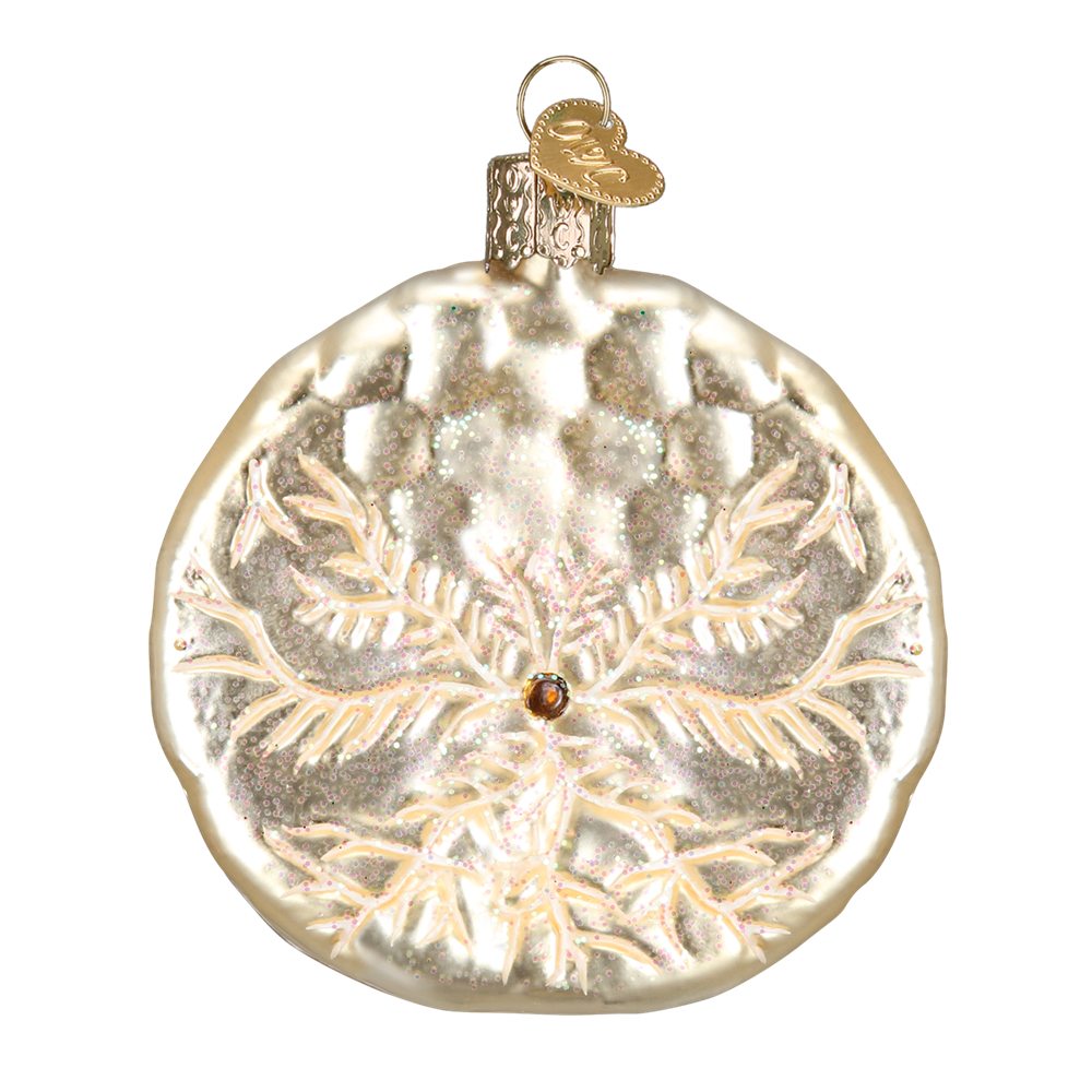 Backside of Glass Sand Dollar Ornament