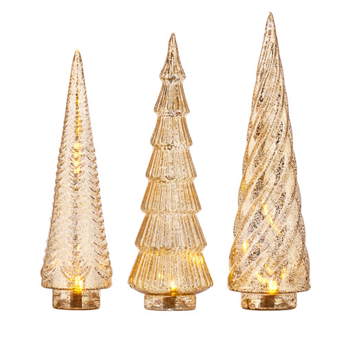 Gold Glass Lighted X'mas Tree