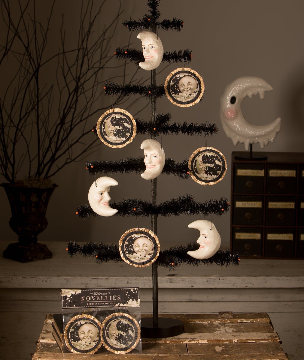 Halloween Tree Decorated with Moon Ornaments