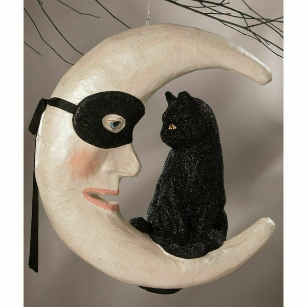 Hallow's Eve Cat Paper Mache Masked Moon  Bethany Lowe Halloween 