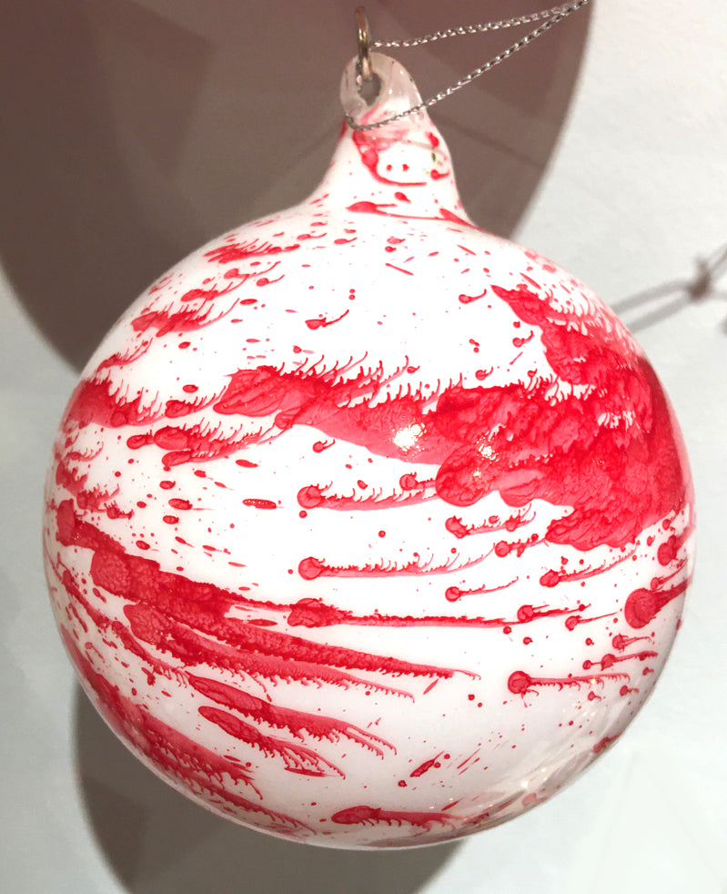 Jim Marvin Peppermint Bark Glass Ball Ornament Variation