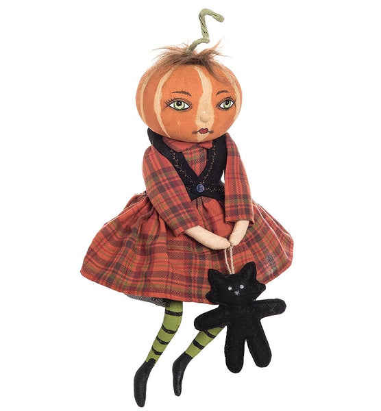 Joe Spencer Nelly Pumpkin Head | Cloth Halloween Dolls