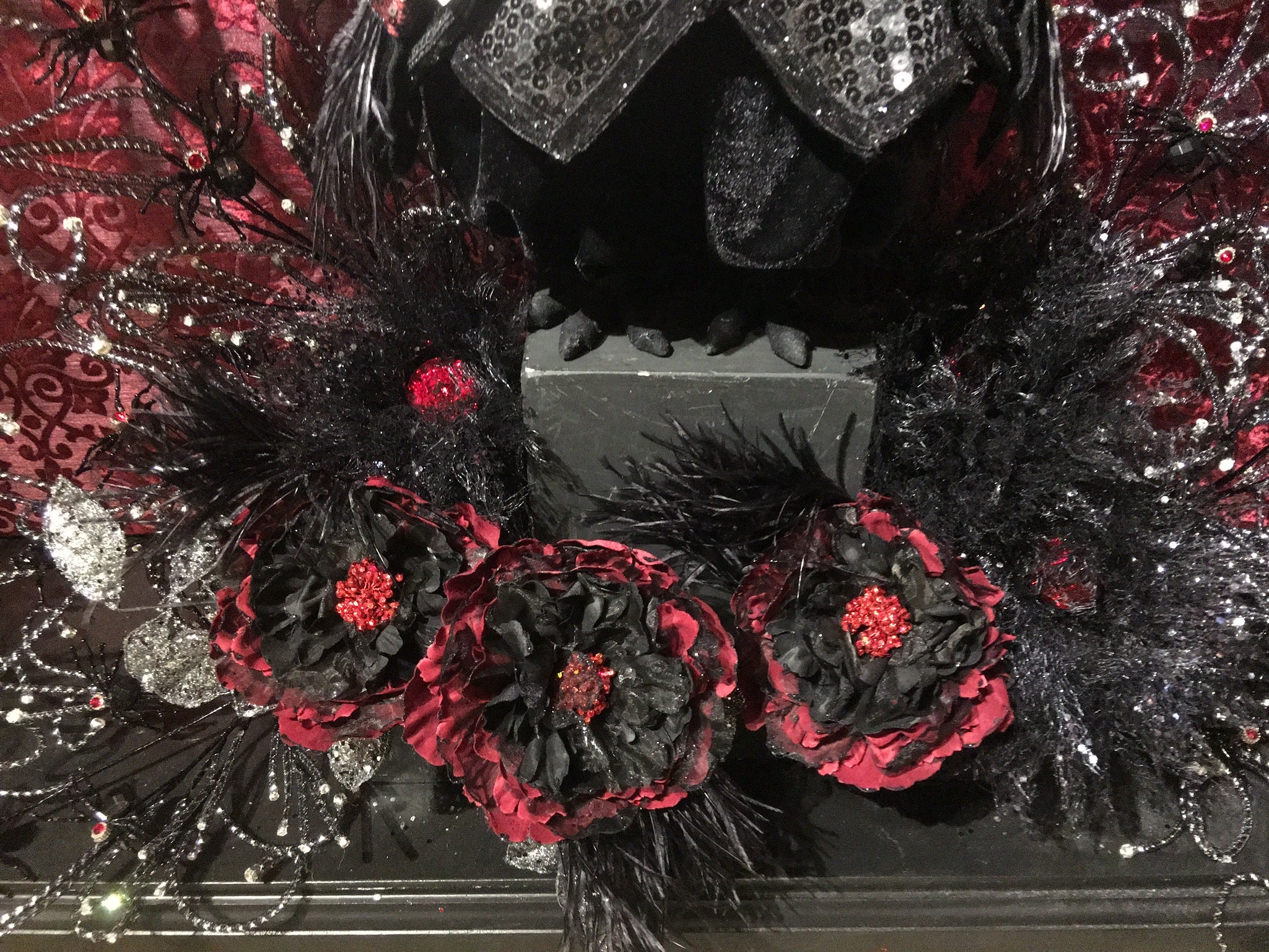 Katherine's Collection Dead and Breakfast Countess Peony Flower Clip with Feathers