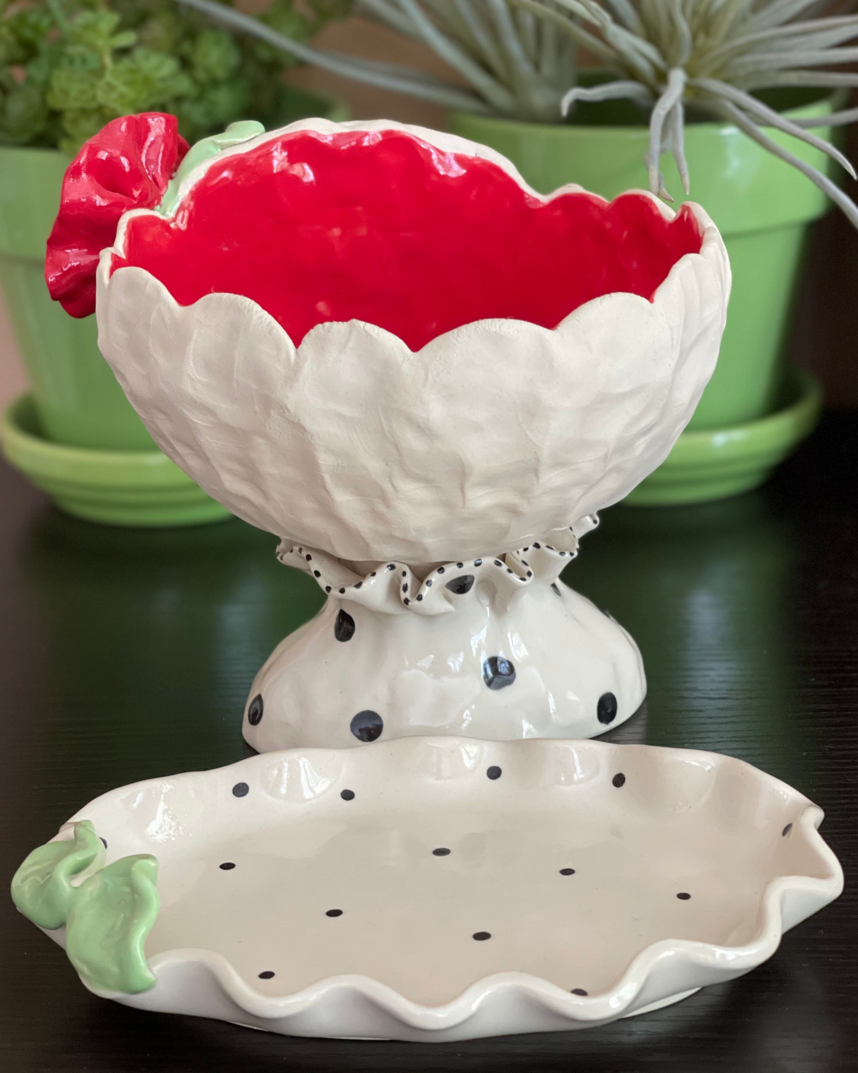 Lady Head Art Pottery Planter with Tray Makes a Unique Gift