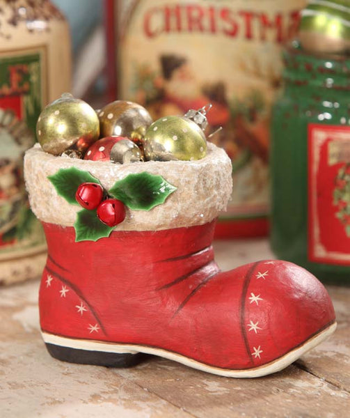 Hand-Painted Santa Boot  Handmade Concrete Christmas Decor – The