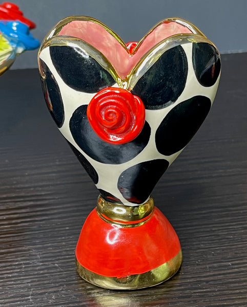 Mary Rose Young Heart Vase with Polka Dots - TheHolidayBarn.com
