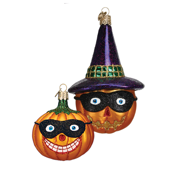 Masked Jack O' Lantern Ornaments | Glass Halloween Ornaments ...
