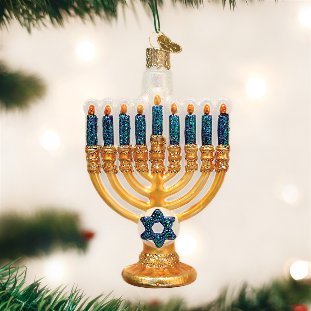 Menorah Ornament on Christmas Tree