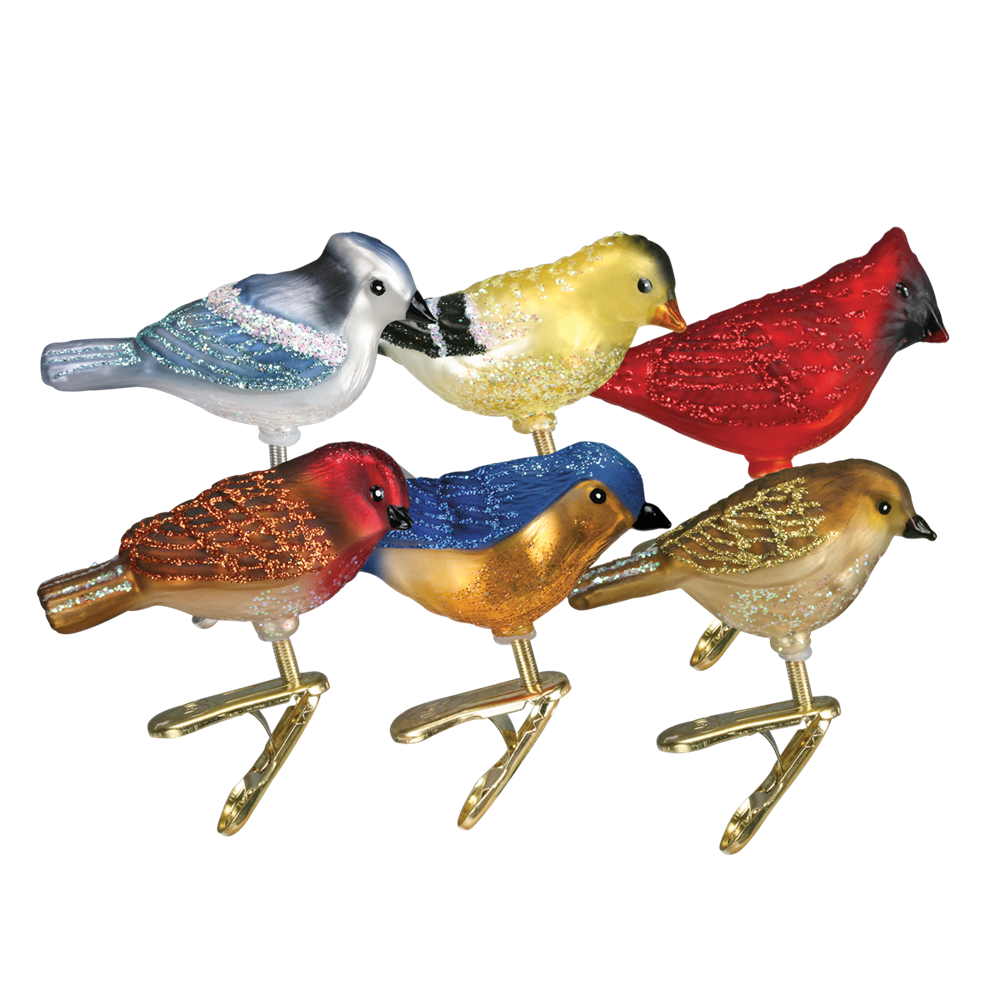 Mini Bird Ornament Clips - Old World Christmas Glass
