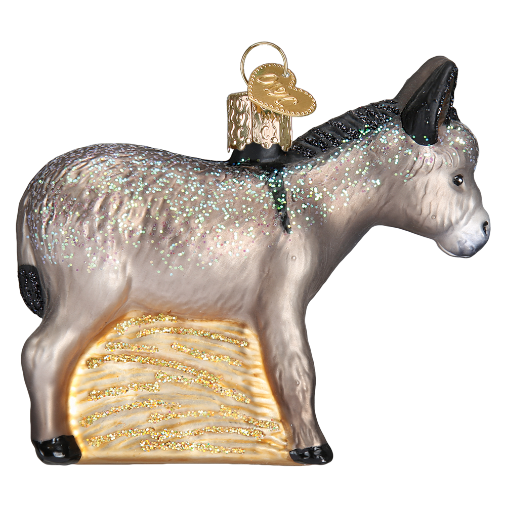 Glass Donkey Nativity Christmas Ornaments