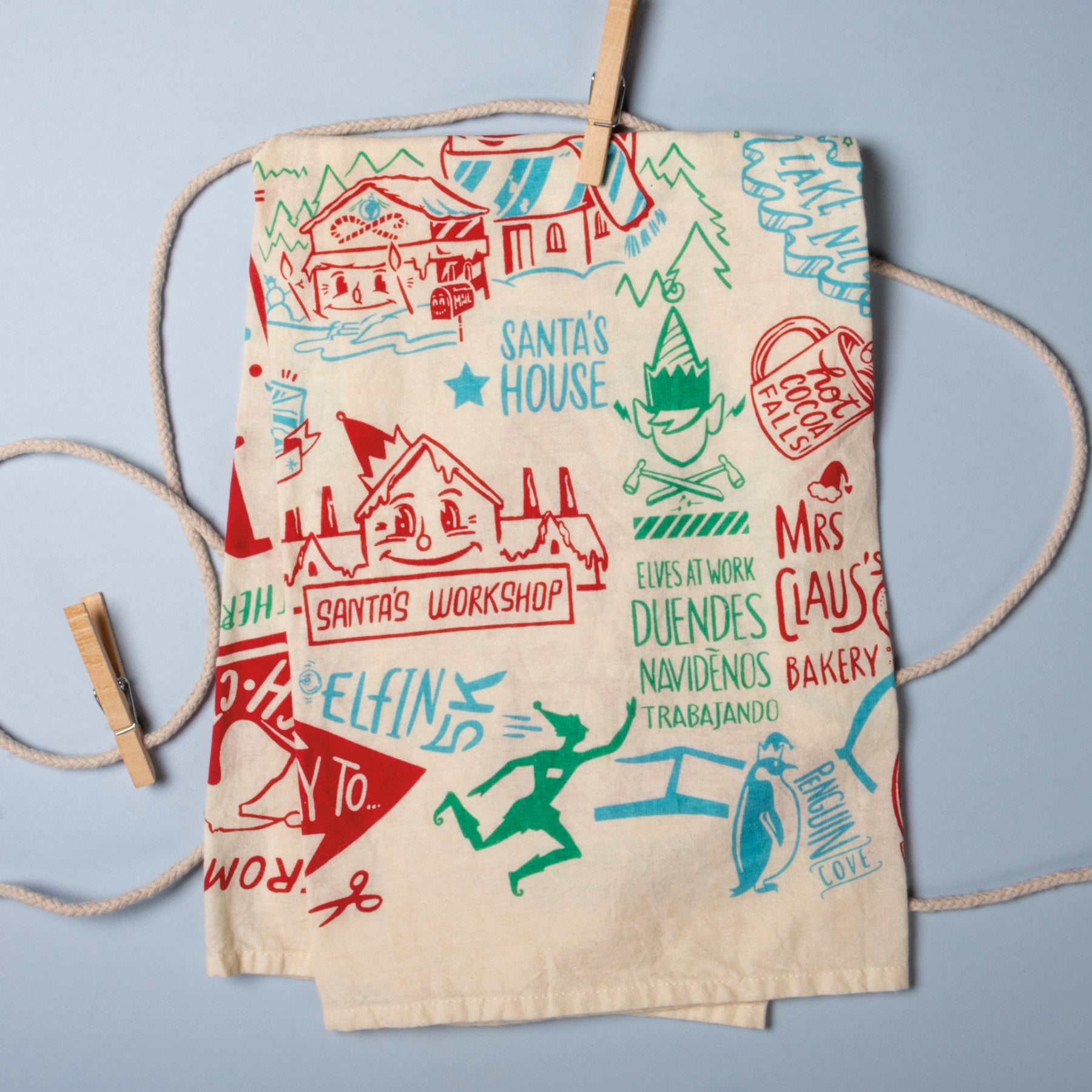 North Pole Map to Santa's Workshop Kitchen Towel