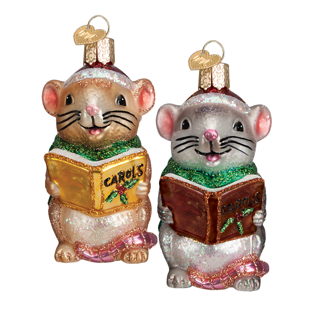 Caroling Mice Glass Ornaments