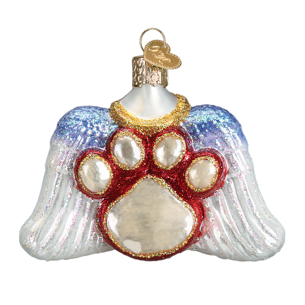 Beloved Pet Ornament Glass Angel Wings Paw Print Ornaments Dogs Cats