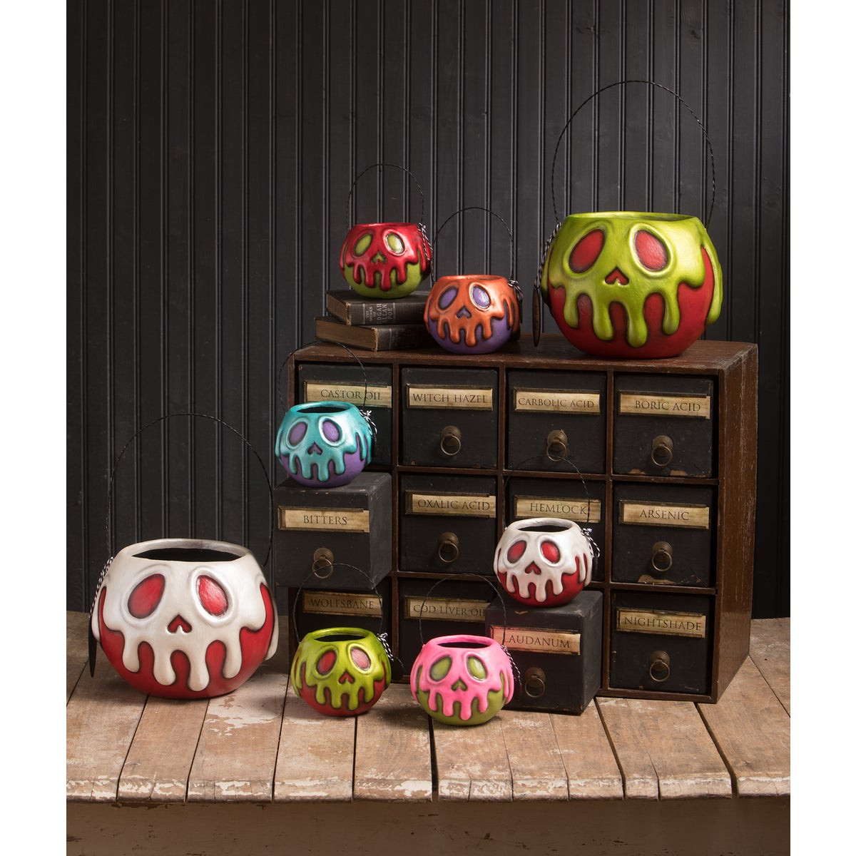 Poison Candy Apple Buckets by LeeAnn Kress for Bethany Lowe