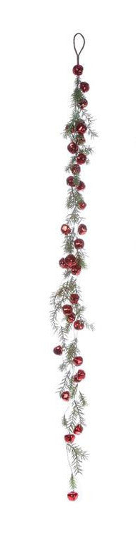 Red Jingle Bell Garland with Faux Pine