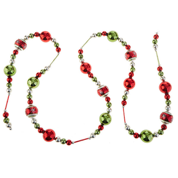Retro Christmas Glass Ball Garland Red, Silver and Green Garlands