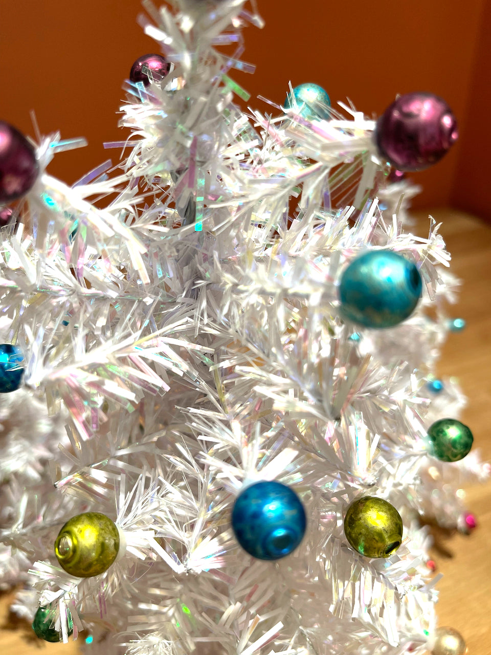 Retro White Trees with Colorful Glass Beads