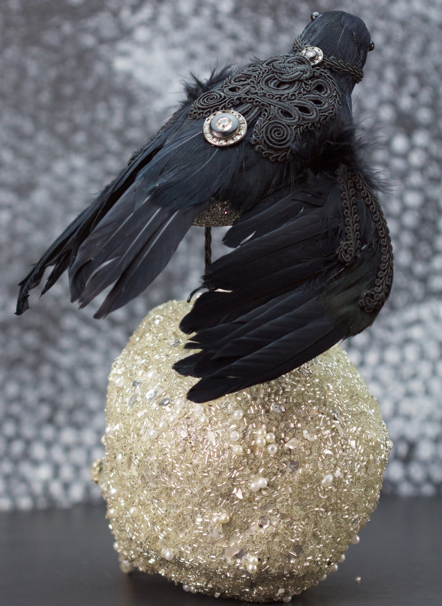 Rhinestone Skull with Crow - Katherine's Collection