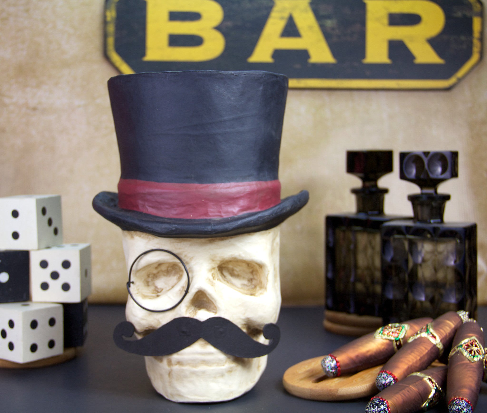 Top Hat Skull with Monocle & Mustache Candy Bucket