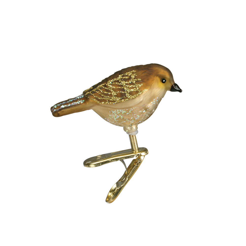 Little Tan Bird - GLass Ornament Clip