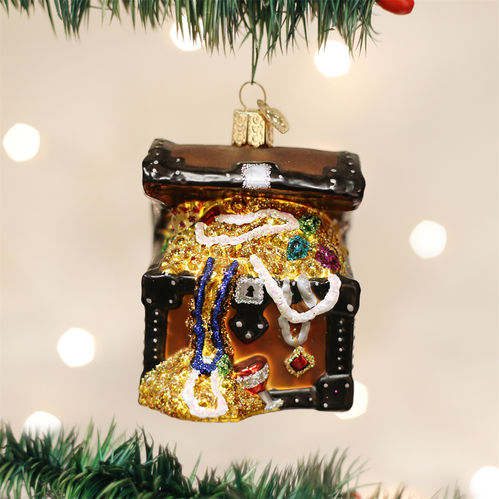 Treasure Chest Glass Ornament