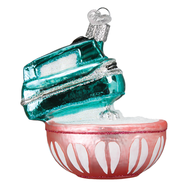 Retro Hand Mixer Ornament Christmas Turquoise Mixer & Pink Mixing Bowl