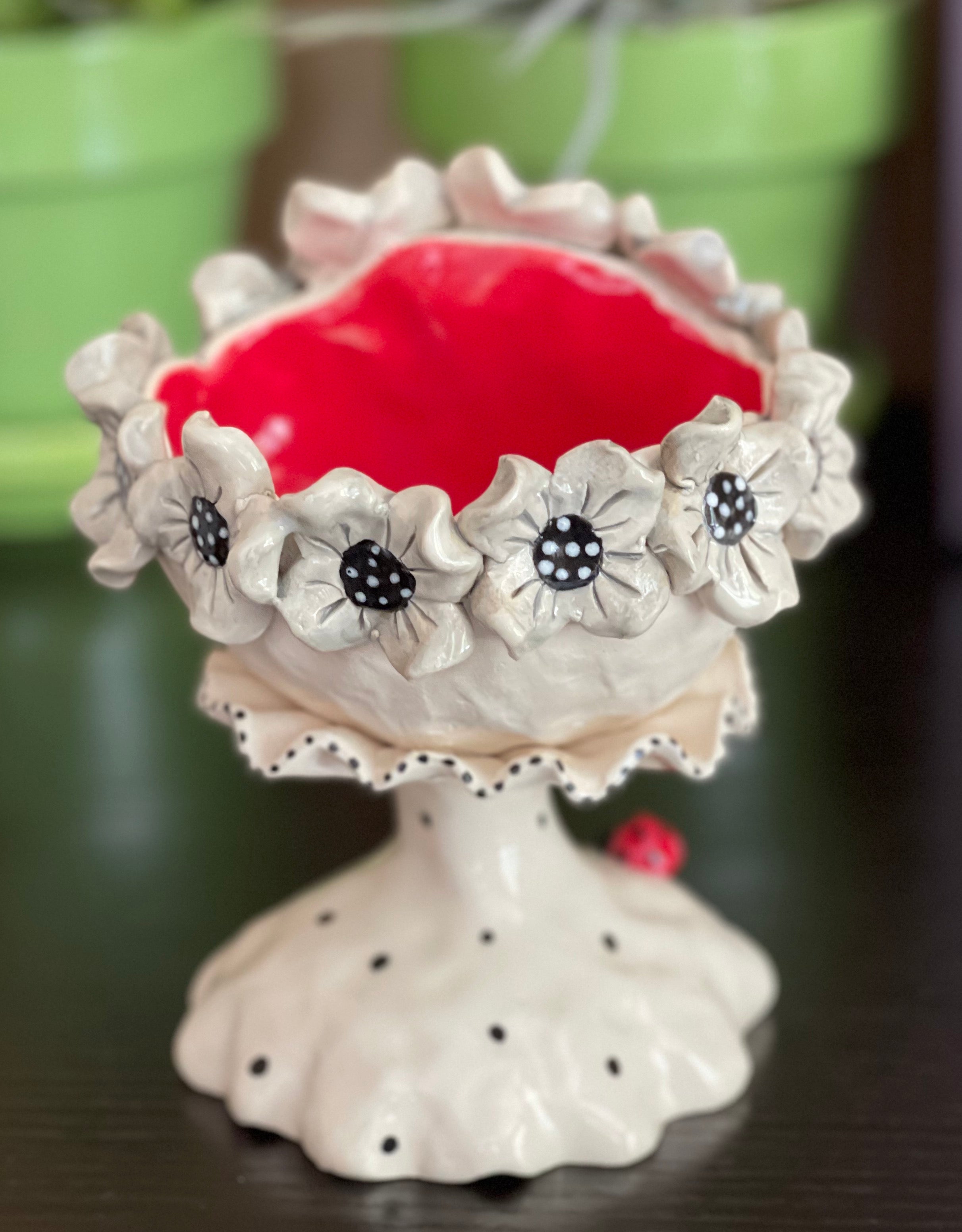 Lady Head Art Pottery Container, Daisy Ruff Unique Gift