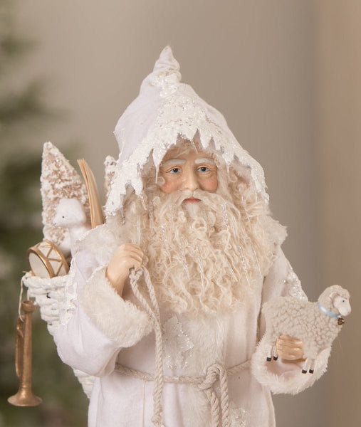 santa dressed in white Bethany Lowe Winter Icicle Santa