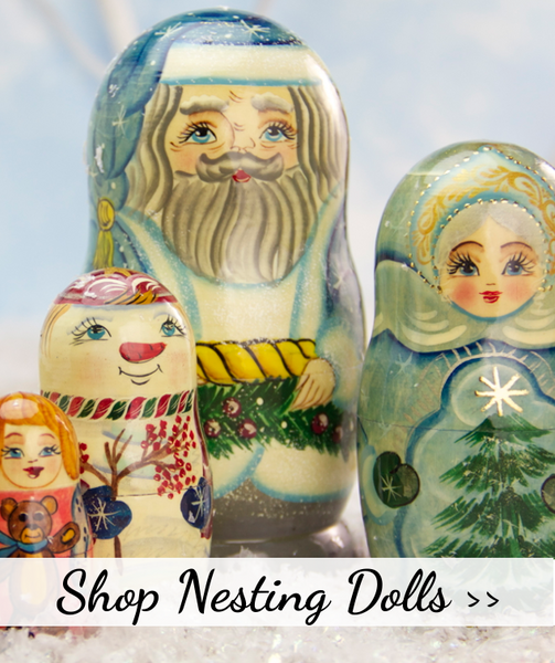 Russian Nesting Dolls & Hand Carved Santas