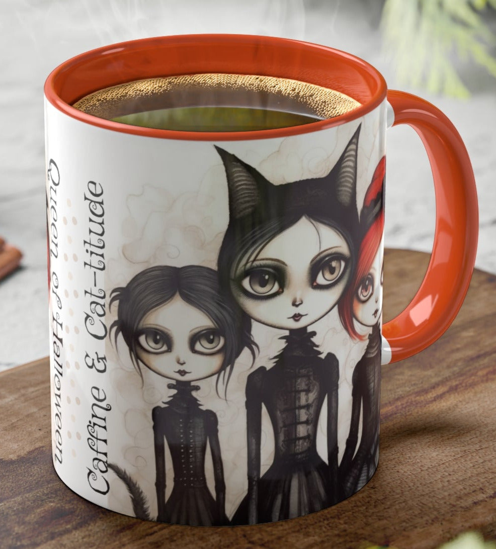 Goth Cat Girls Mug - Halloween Queen, Best Gift Idea for Cat-Lovers