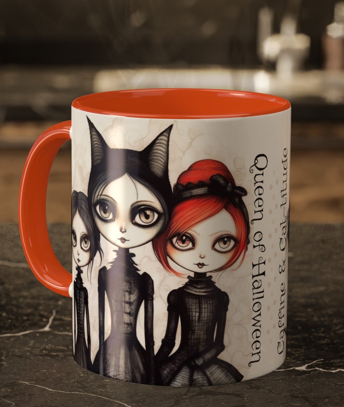 Goth Cat Girls Mug - Halloween Queen - Cat-Lovers Gift