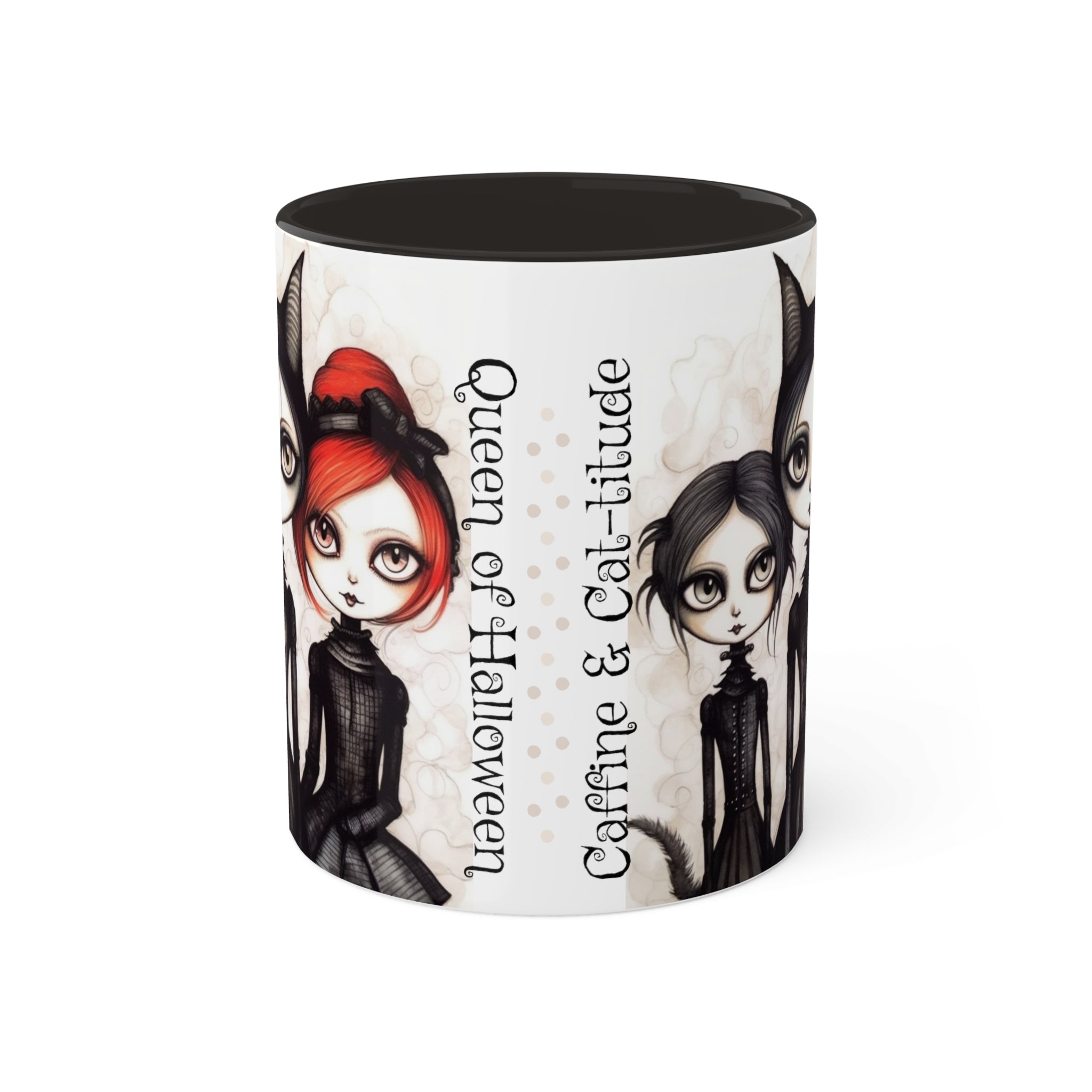 Goth Cat Girls Mug - Halloween Queen & Cat-titude Mug