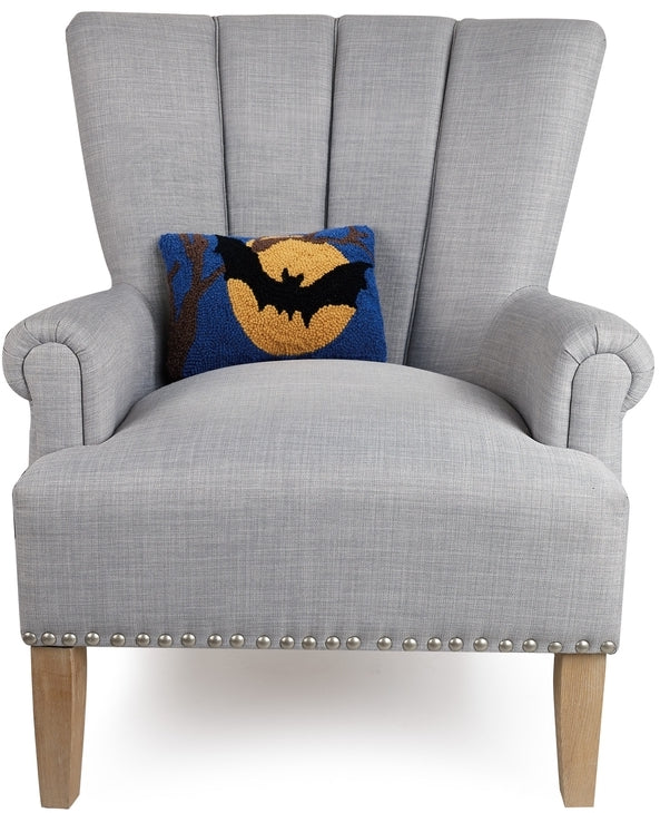 Full Moon Bat Hooked Halloween Pillow