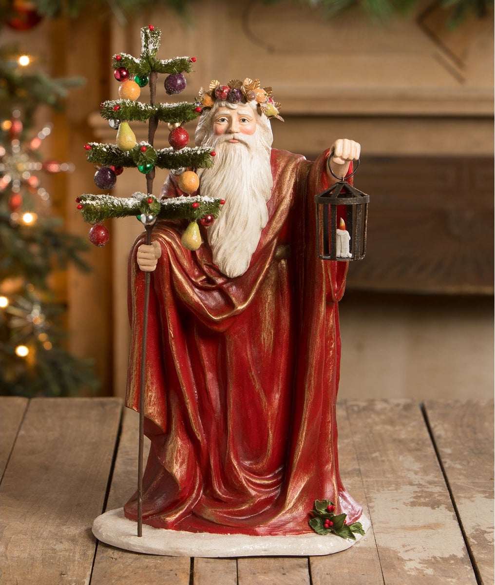 Santas with Fruit - Elegant Lighting the Way Santa by Bethany Lowe