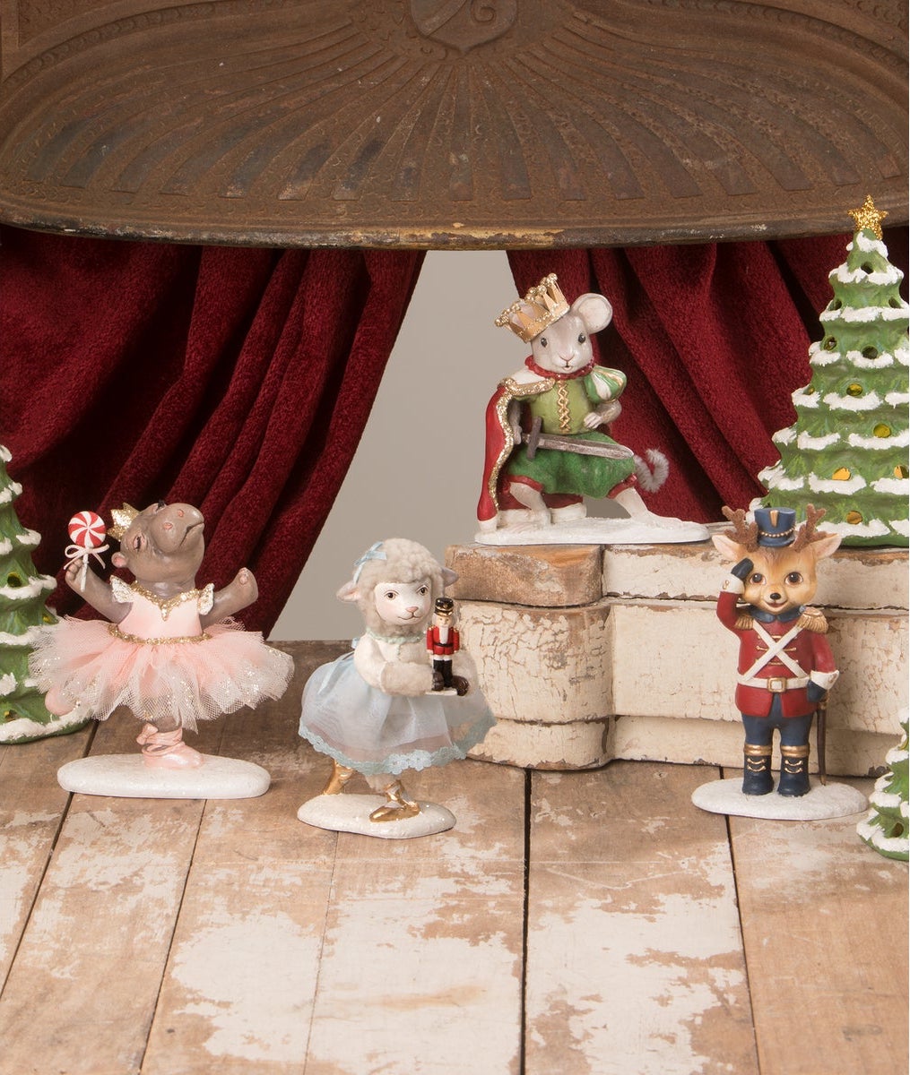 Nutcracker Ballet Suite Figurines, Mouse King, Clara Sheep Figurine, Hippo Ballerina, Reindeer Nutcracker