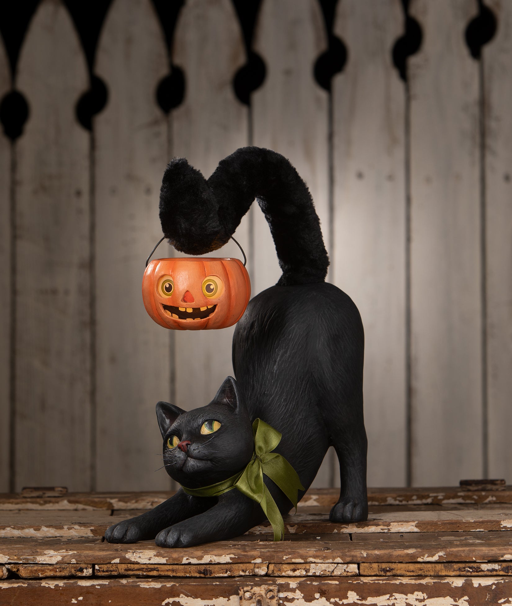 Bethany Lowe Pumpkin Prowler Cat - Vintage Inspired Halloween Decorations