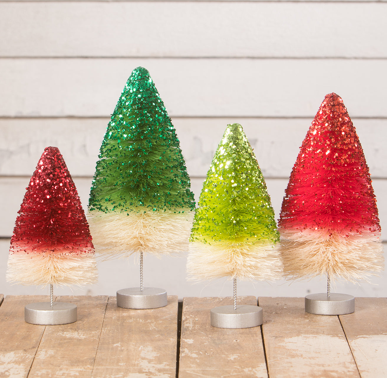 Retro Holiday Sparkle Trees in Red and Green