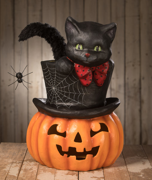 Top Hat Surprise Jack O'lantern with Cat | Bethany Lowe Haloween ...