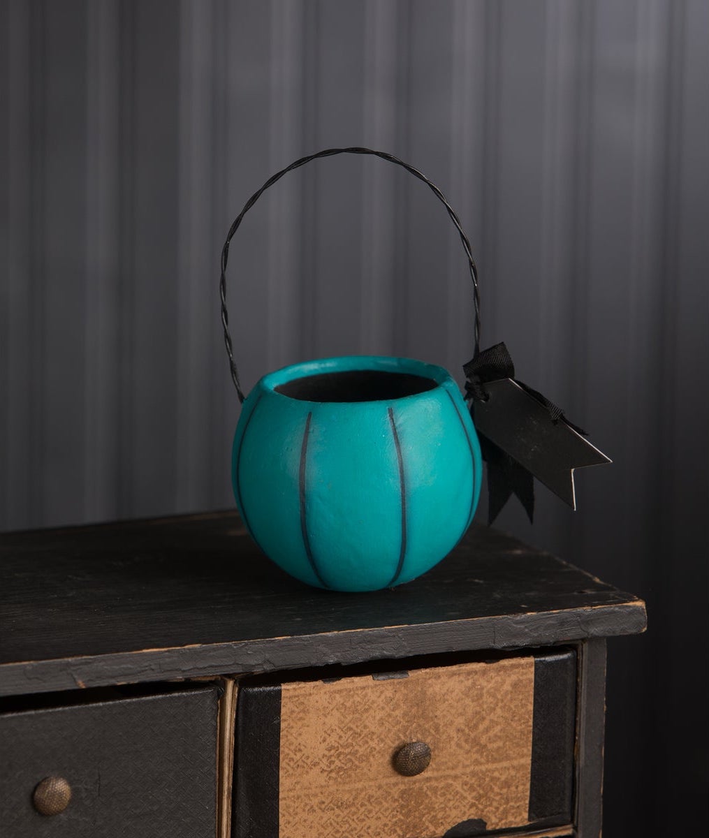 Small Blue Pumpkin Bucket by Leeann Kress