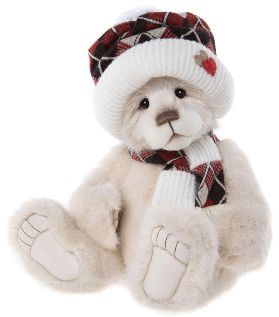 Charlie Bears Cozy Polar Bear wearing a Hat & Scarf