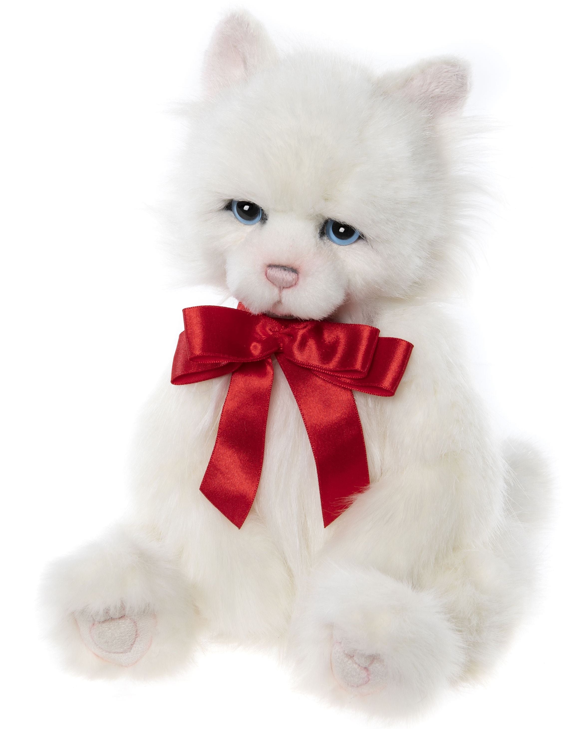 Charlie Bears Potton Cat | White Kitten Stuffed Animal with Red