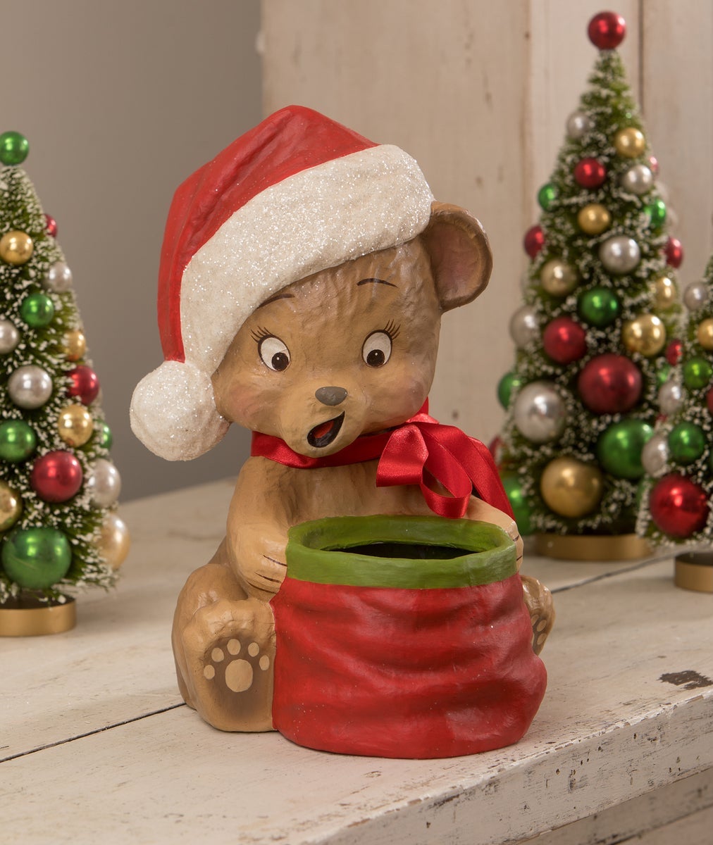 Christmas Surprise Bear, Paper Mache