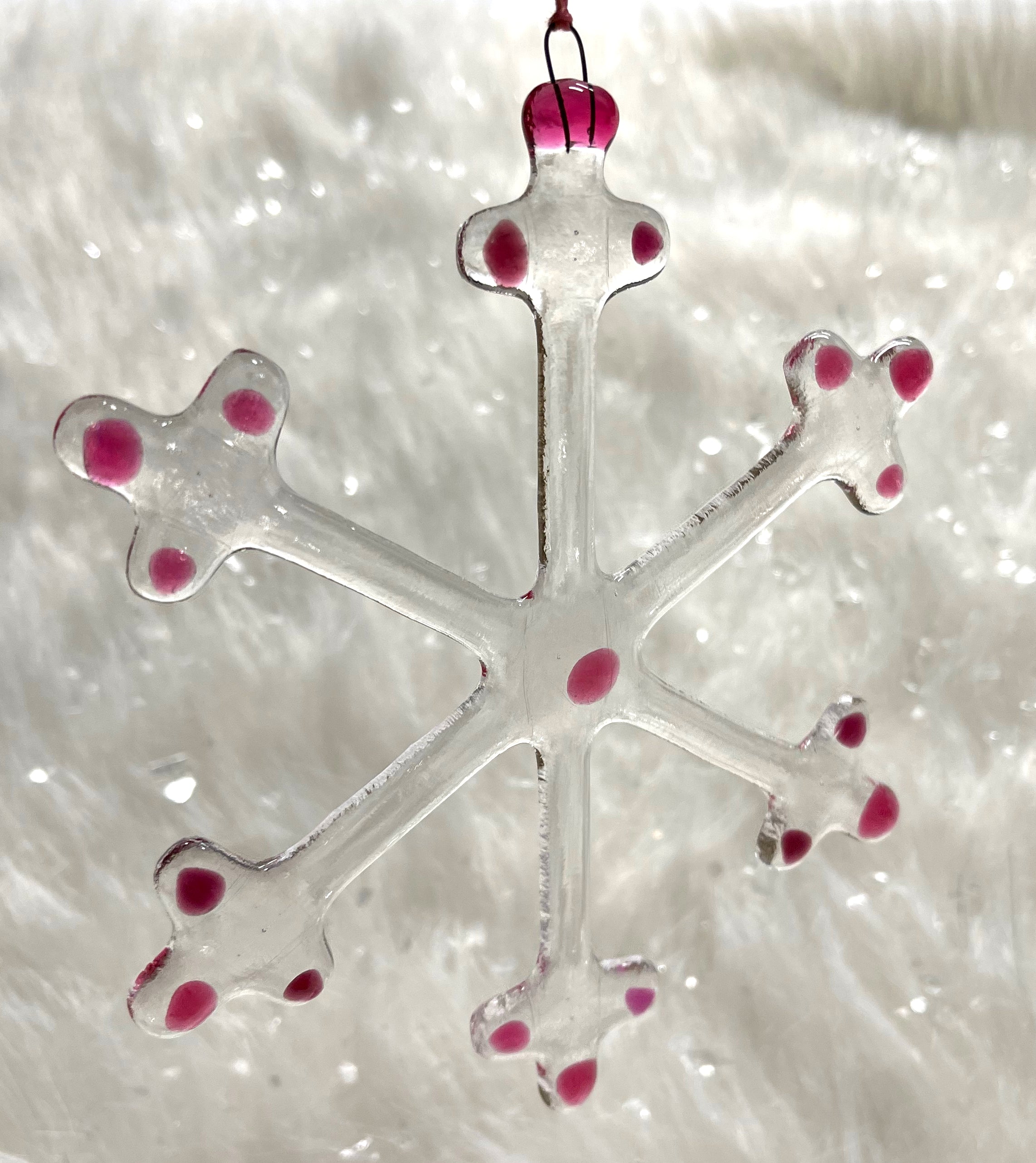 Berry Pink Glass Snowflakes
